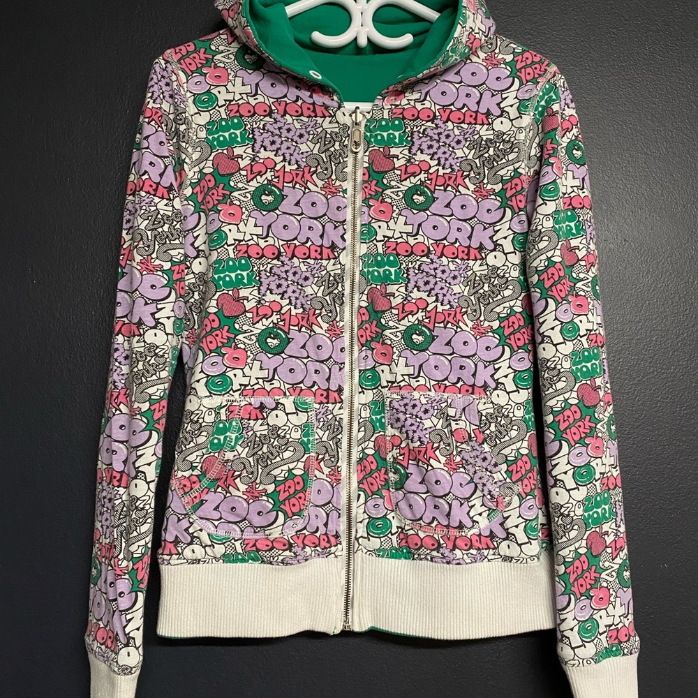 Y2K Swag Graffiti Style Zoo York Reversible Zip up Sweater